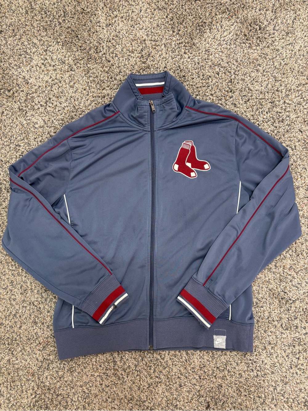 Nike Blue Boston Red Sox Bomber Jacket with Red Accents